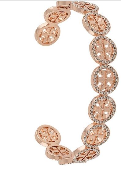 Tory Burch Rose Gold Miller Pave Cuff Bracelet