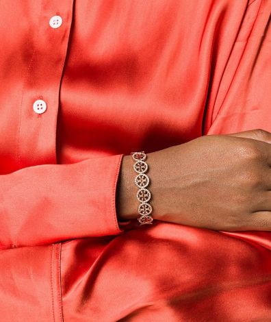 Tory Burch Rose Gold Miller Pave Cuff Bracelet