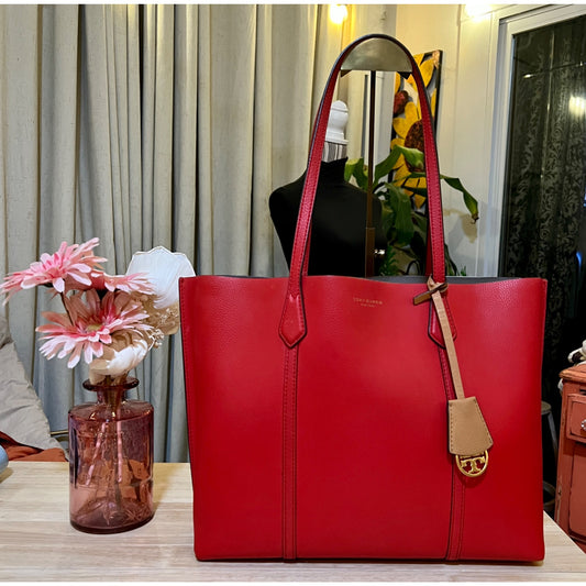 ✺✺ AUTHENTIC TORY BURCH TOMATO RED PERRY TOTE ✺✺