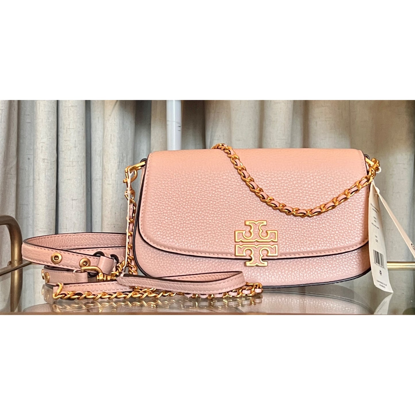 NEW!  Tory Burch Britten Convertible Crossbody Shoulder Bag in Shell Pink