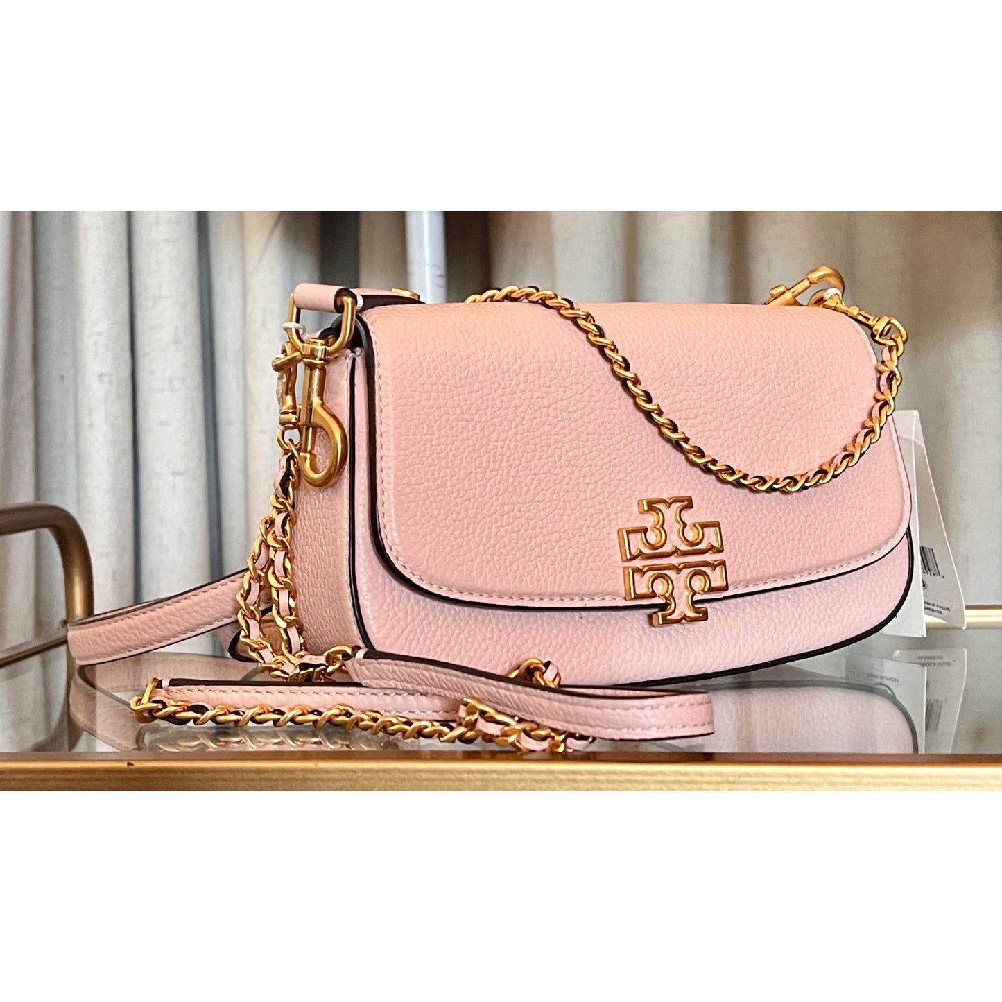 NEW!  Tory Burch Britten Convertible Crossbody Shoulder Bag in Shell Pink