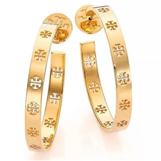 ✺ Beautiful Tory Burch Gold Logo Hoop Earrings ✺✺