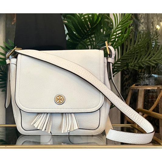 Tory Burch Vintage Winter White Thea/Robinson Shoulder Bag with Adjustable Straps