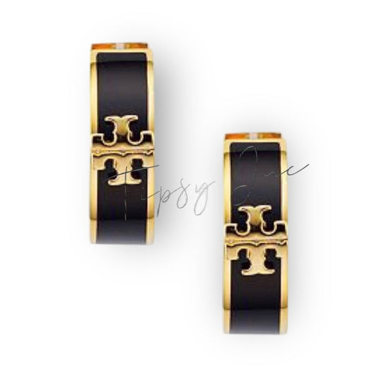 Tory Burch Kira Enameled Huggie Hoop Earrings