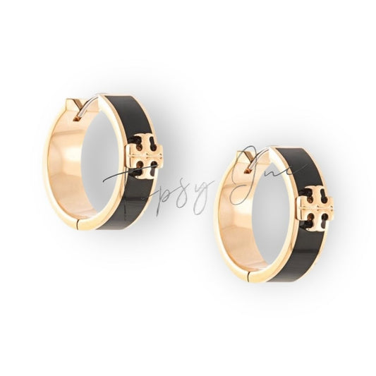 Tory Burch Kira Enameled Huggie Hoop Earrings