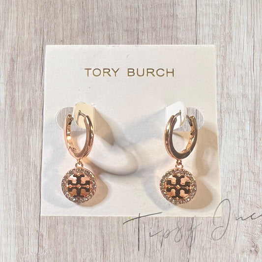 💎 TORY BURCH PAVE ROSE GOLD MILLER DROP EARRINGS