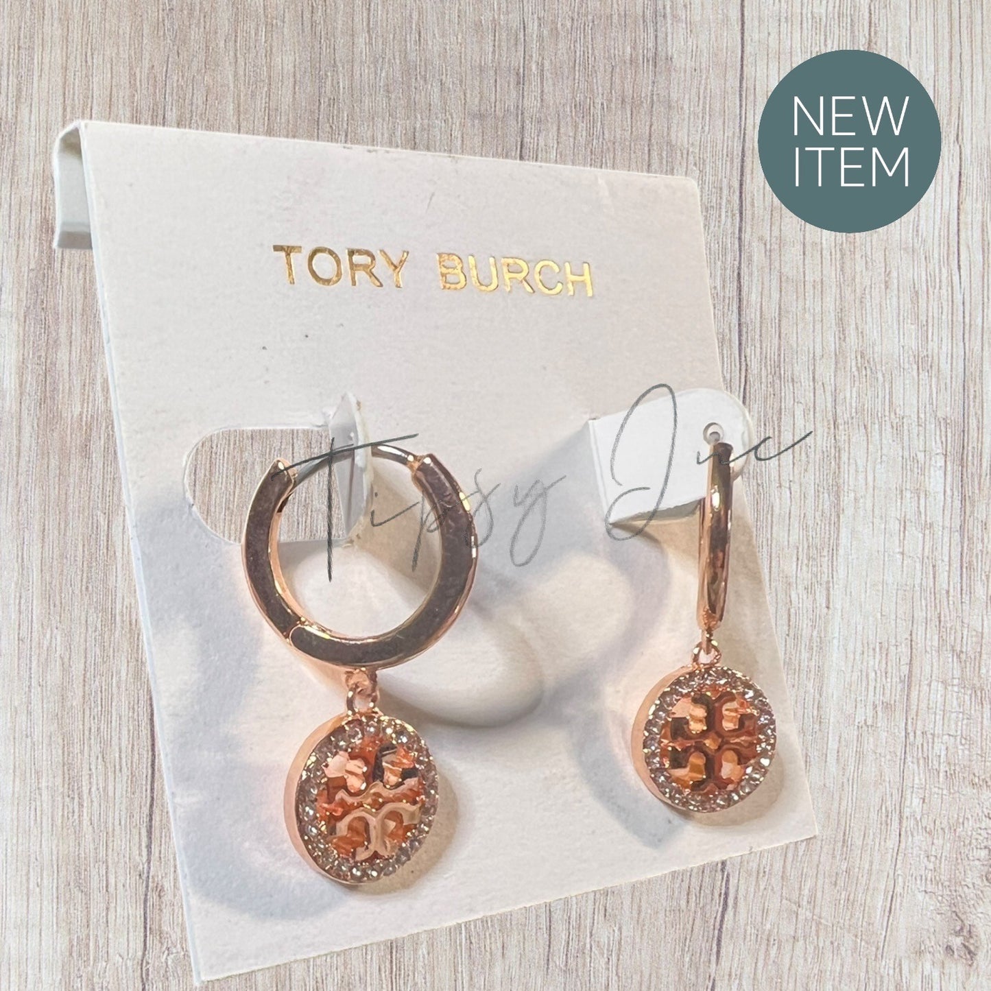 💎 TORY BURCH PAVE ROSE GOLD MILLER DROP EARRINGS