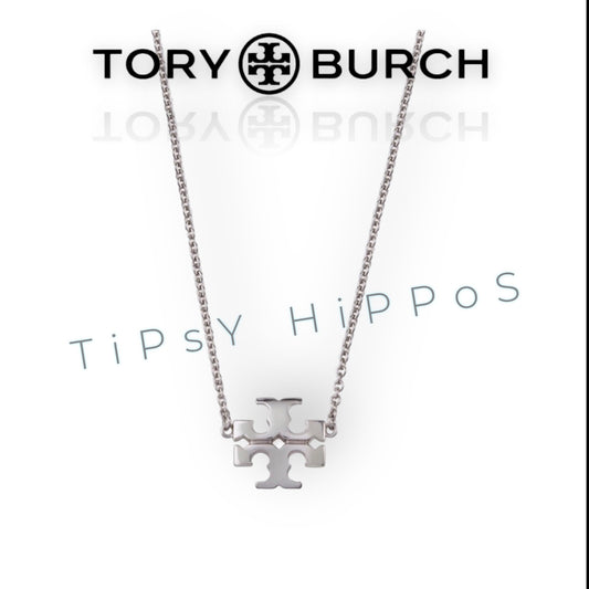Tory Burch Silver Kira Pendant Necklace and Earring Set