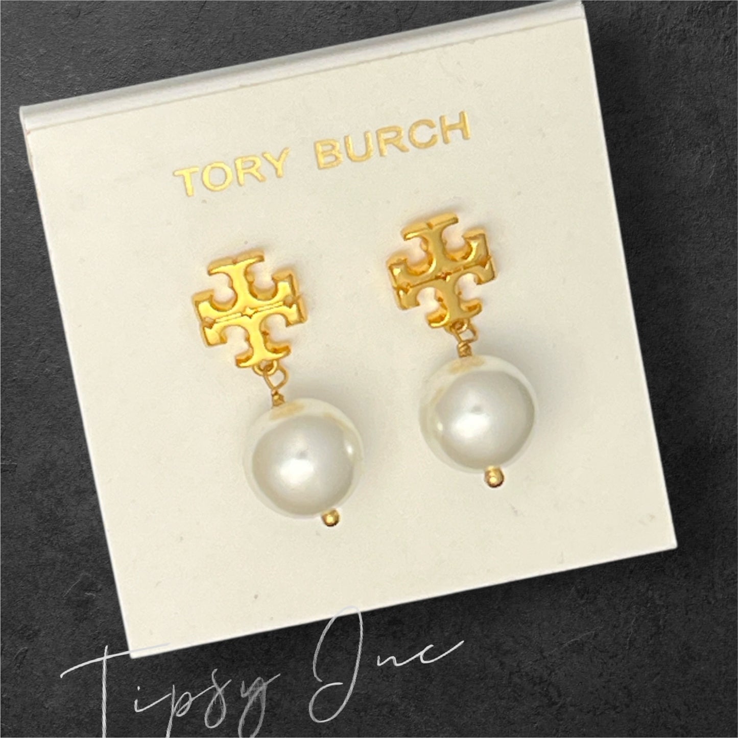 Tory Burch Kira Gold and Pearl Drop Earrings