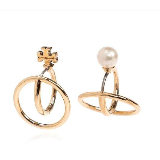 Authentic tory burch mismatched logo and pearl earrings