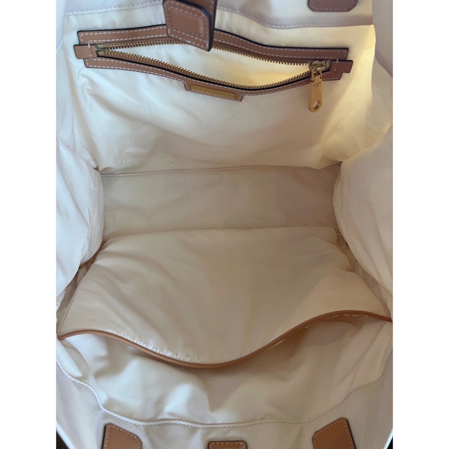 Tory Burch Black and Brown Striped Ella Shoulder Bag Tote