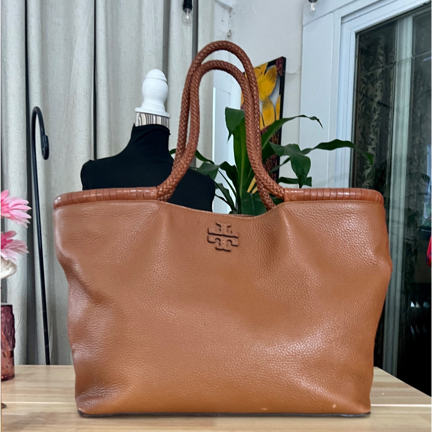 TORY BURCH BROWN MCGRAW HANDBAG