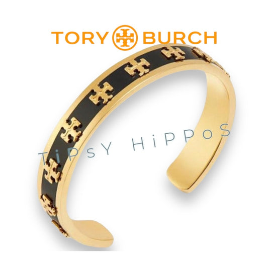 Stunning Tory Burch Gold & Black Bangle Bracelet