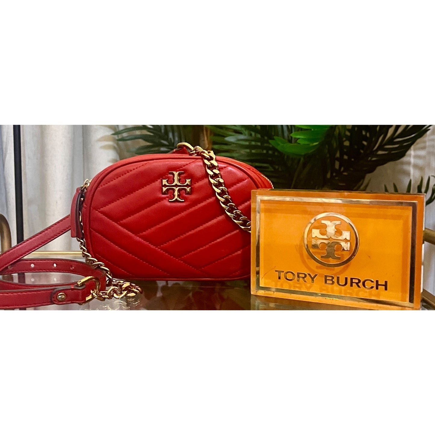 Tory Burch Red Kira Chevron Quilted Leather Crossbody Bag In Red