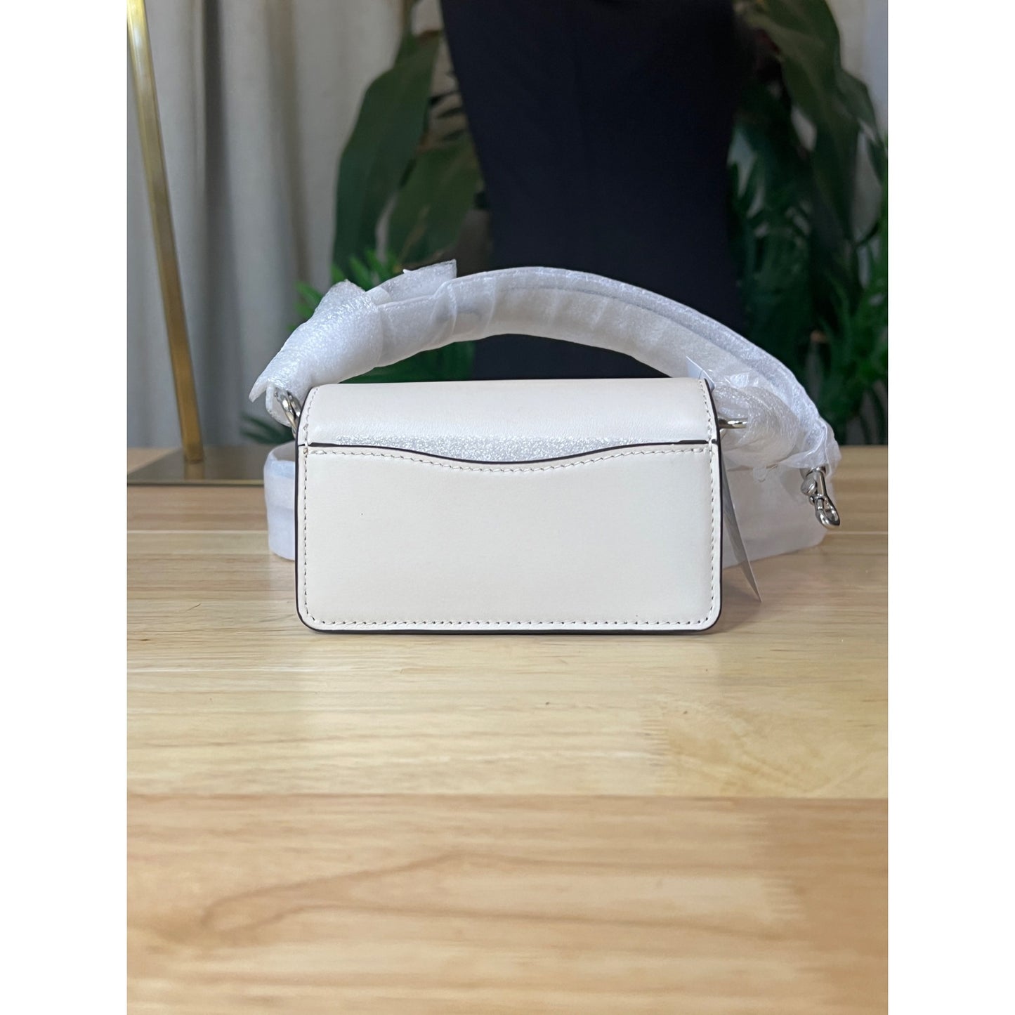 Coach White Tabby 12 with Pave Embellished Front C Logo