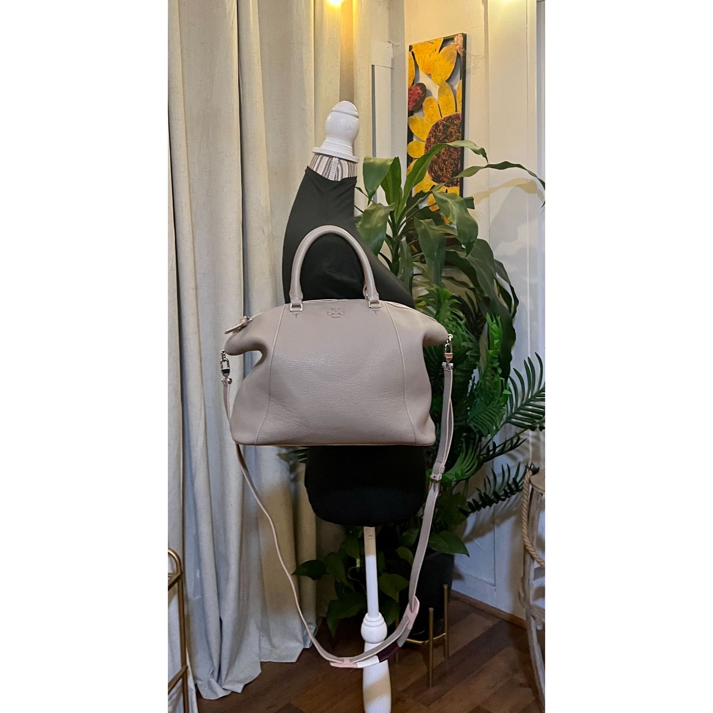 TORY BURCH GREY BERKLEY DOME SHOULDER BAG