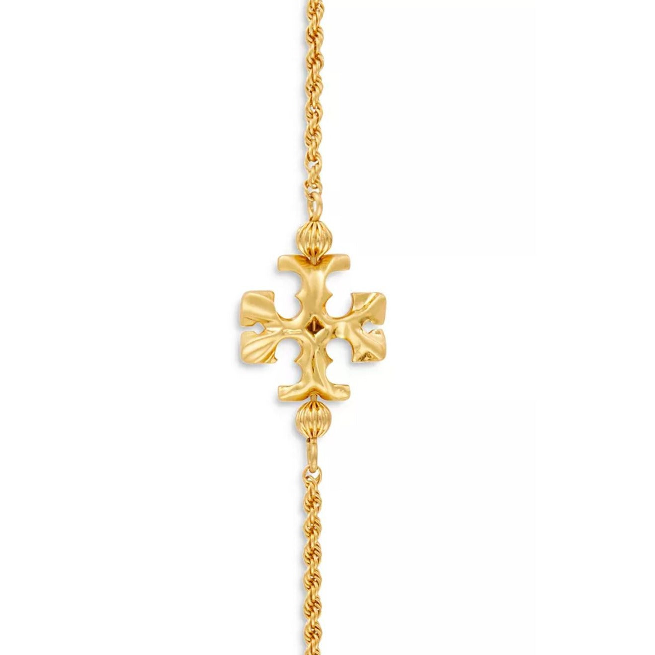 Tory Burch Roxanne Green and Gold Long Lariat Necklace