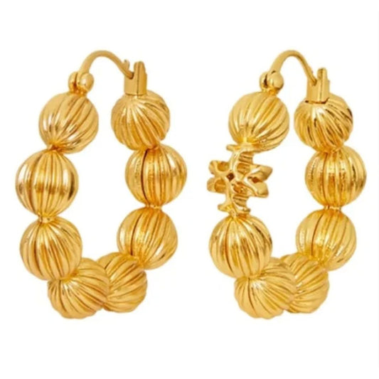 Tory Burch Roxanne Fluted Bead Hoop Earrings