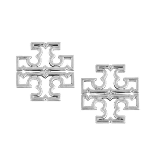 Tory Burch Silver Britten Logo Stud Earrings ✺✺