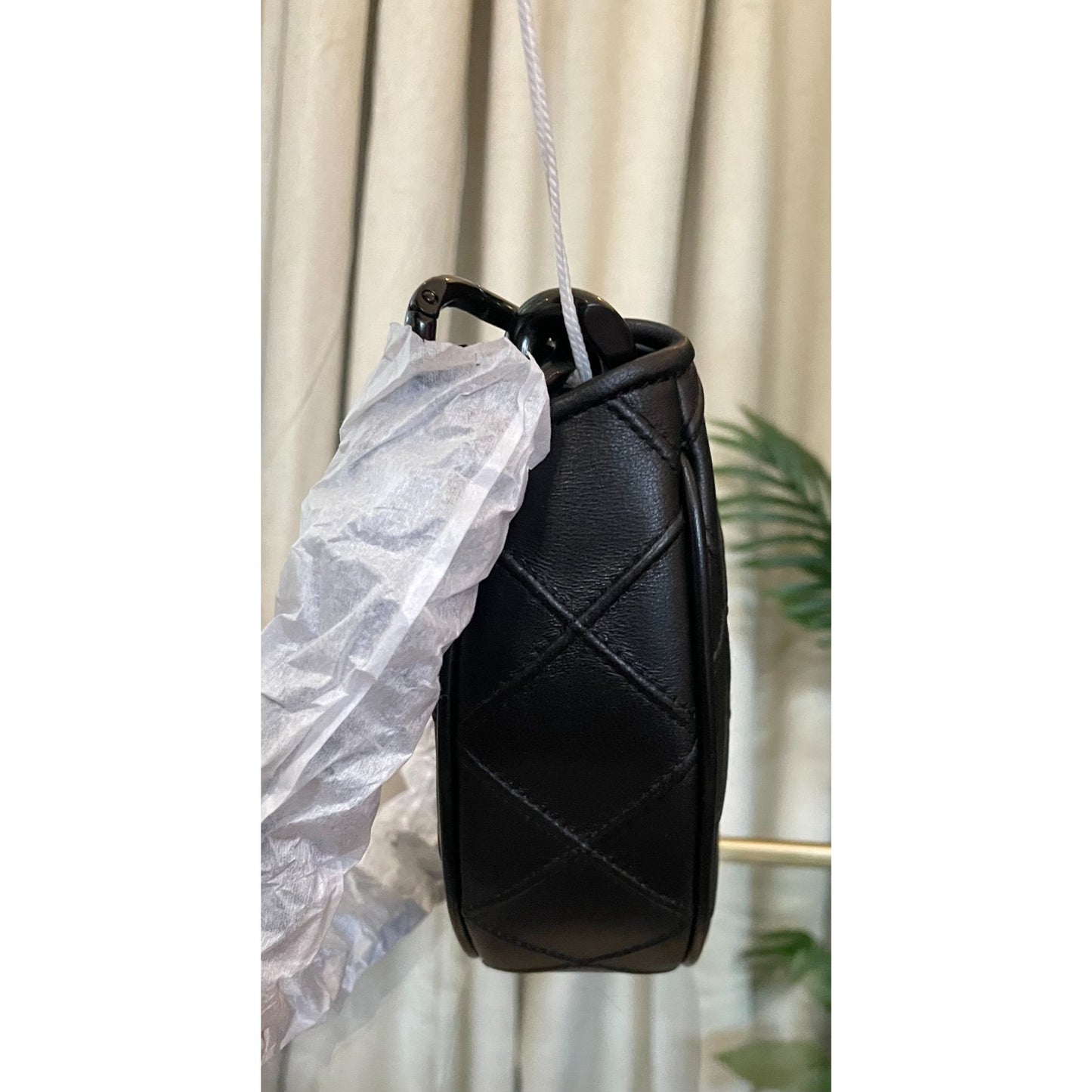 NEW!  Authentic Tory Burch Black Leather Cresent Fleming Handbag