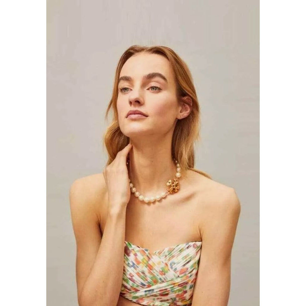 Tory Burch Roxanne Gold and Pearl Choaker Necklace