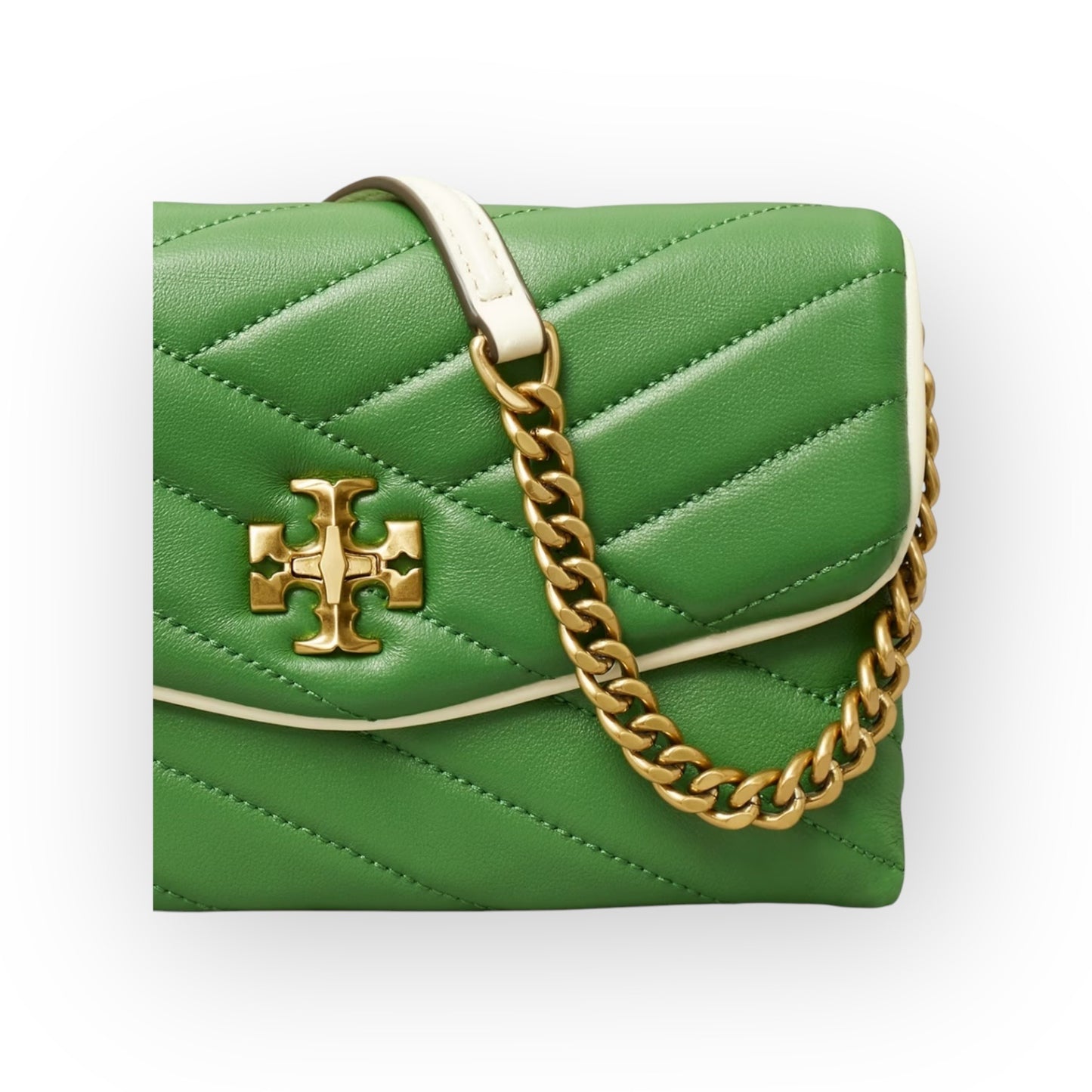 NEW!! TORY BURCH BASIL GREEN KIRA CHEVRON POP HANDBAG