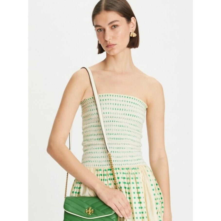 NEW!! TORY BURCH BASIL GREEN KIRA CHEVRON POP HANDBAG