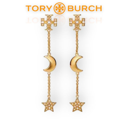 ✺ Tory Burch Gold and Pave Celestial Dangle Earrings ✺✺