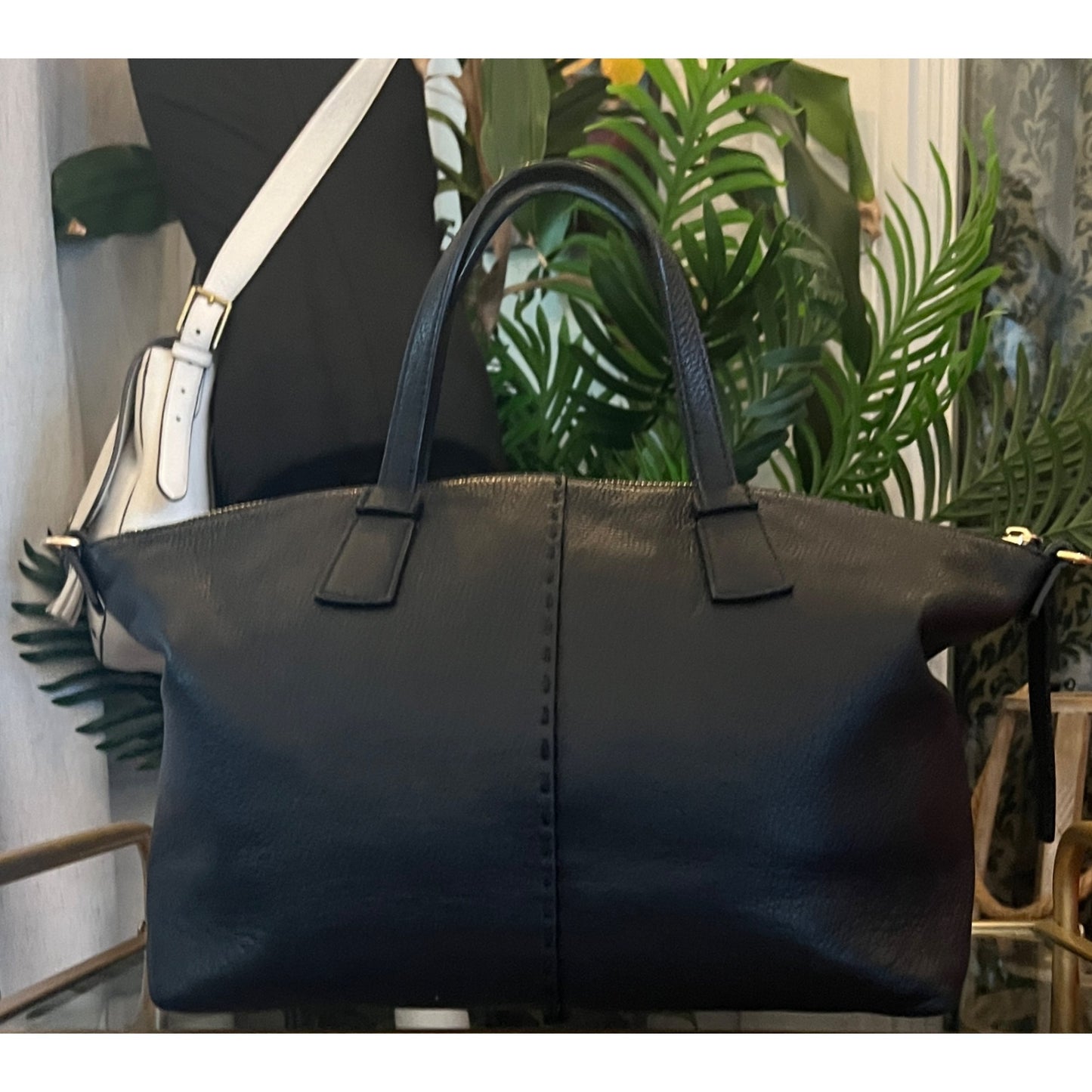 TORY BURCH BLACK MCGRAW SHOULDER BAG WITH DETACHABLE STRAP