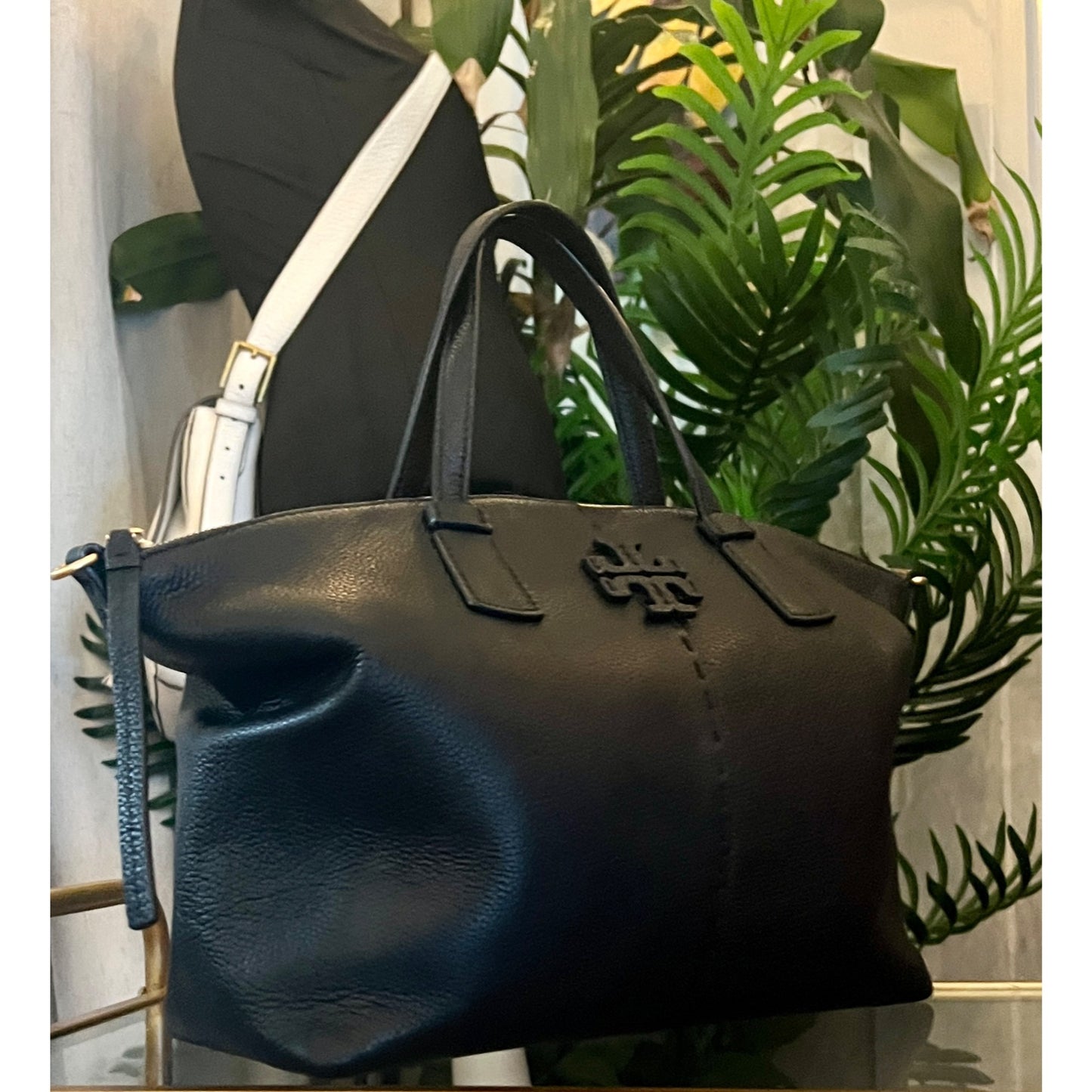 TORY BURCH BLACK MCGRAW SHOULDER BAG WITH DETACHABLE STRAP