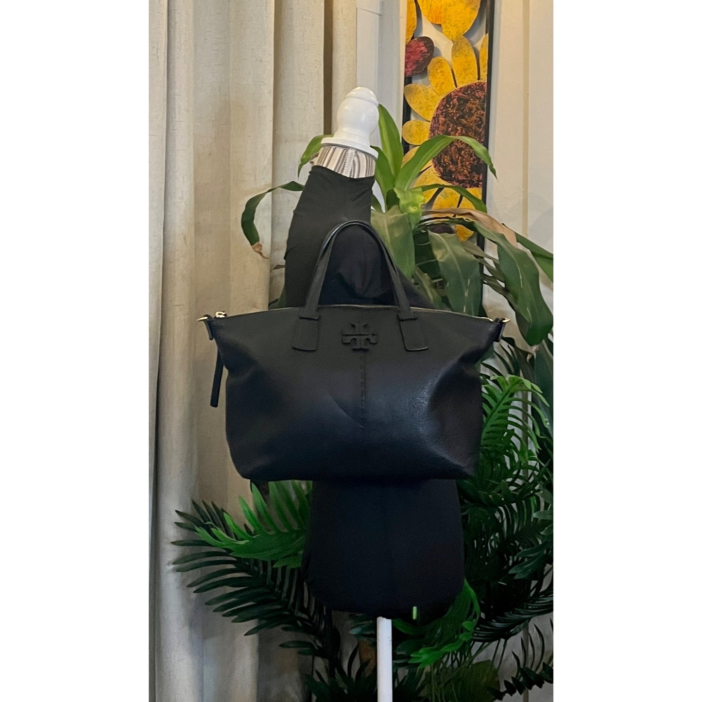 TORY BURCH BLACK MCGRAW SHOULDER BAG WITH DETACHABLE STRAP
