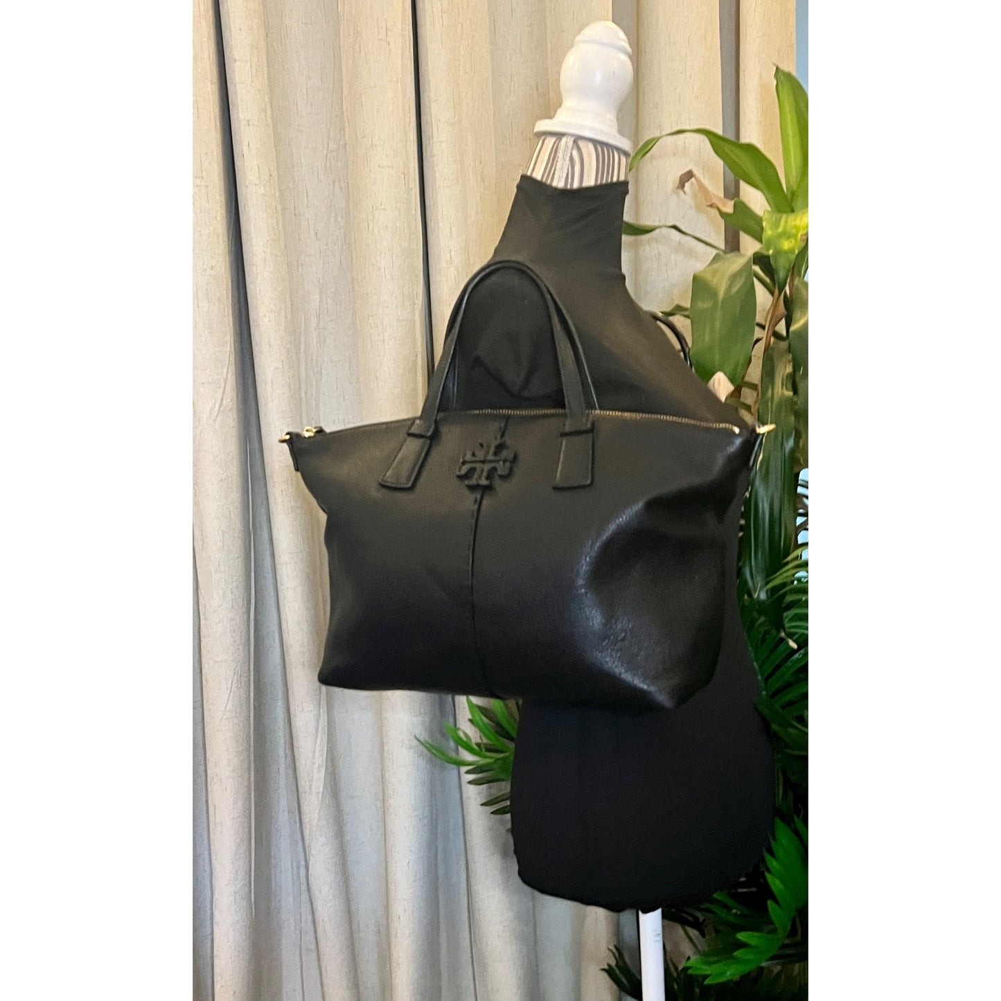 TORY BURCH BLACK MCGRAW SHOULDER BAG WITH DETACHABLE STRAP