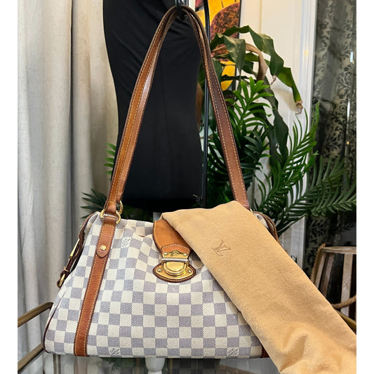 LOUIS VUITTON DAMIER AZUR STRESA PM TOTE WITH DUST BAG WITH COA