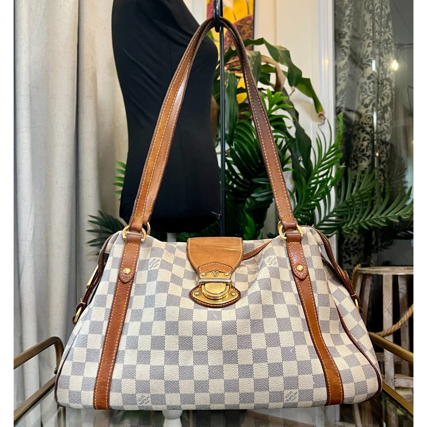LOUIS VUITTON DAMIER AZUR STRESA PM TOTE WITH DUST BAG WITH COA