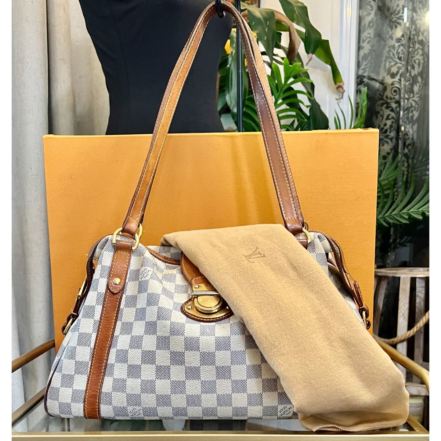LOUIS VUITTON DAMIER AZUR STRESA PM TOTE WITH DUST BAG WITH COA