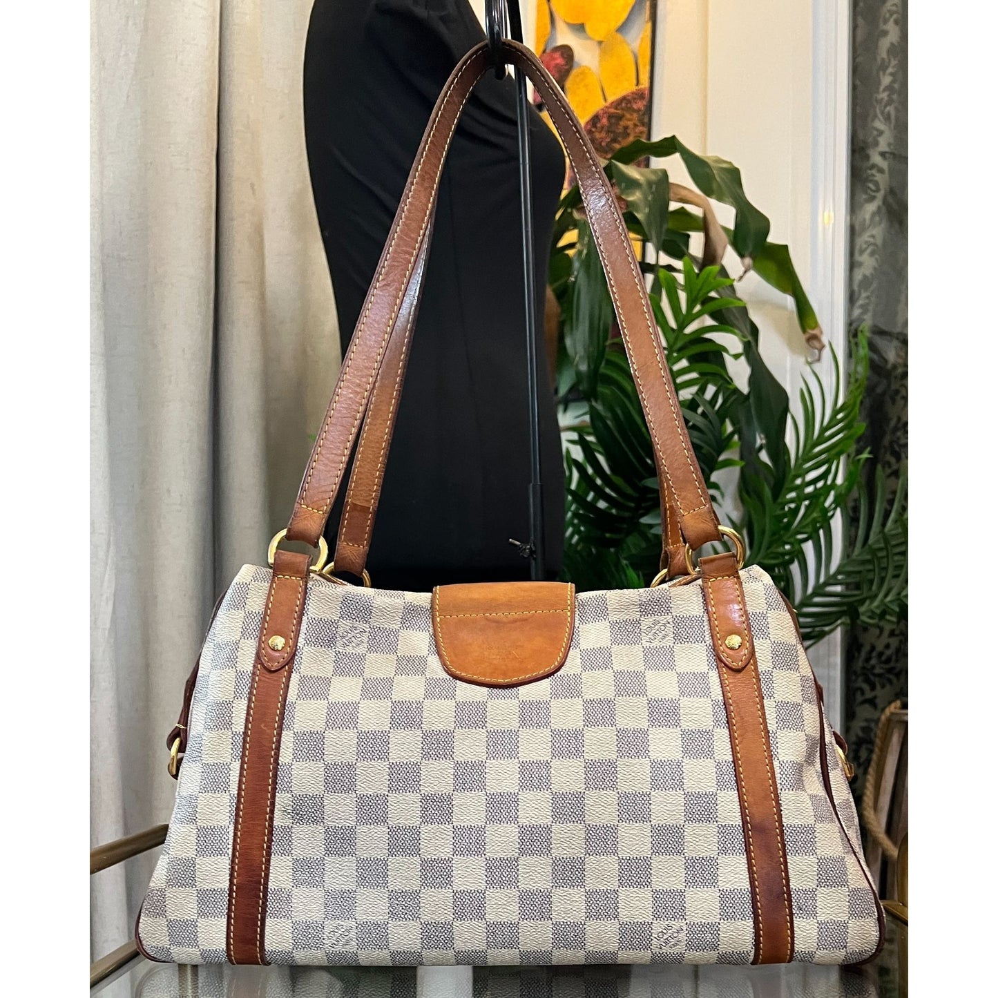 LOUIS VUITTON DAMIER AZUR STRESA PM TOTE WITH DUST BAG WITH COA