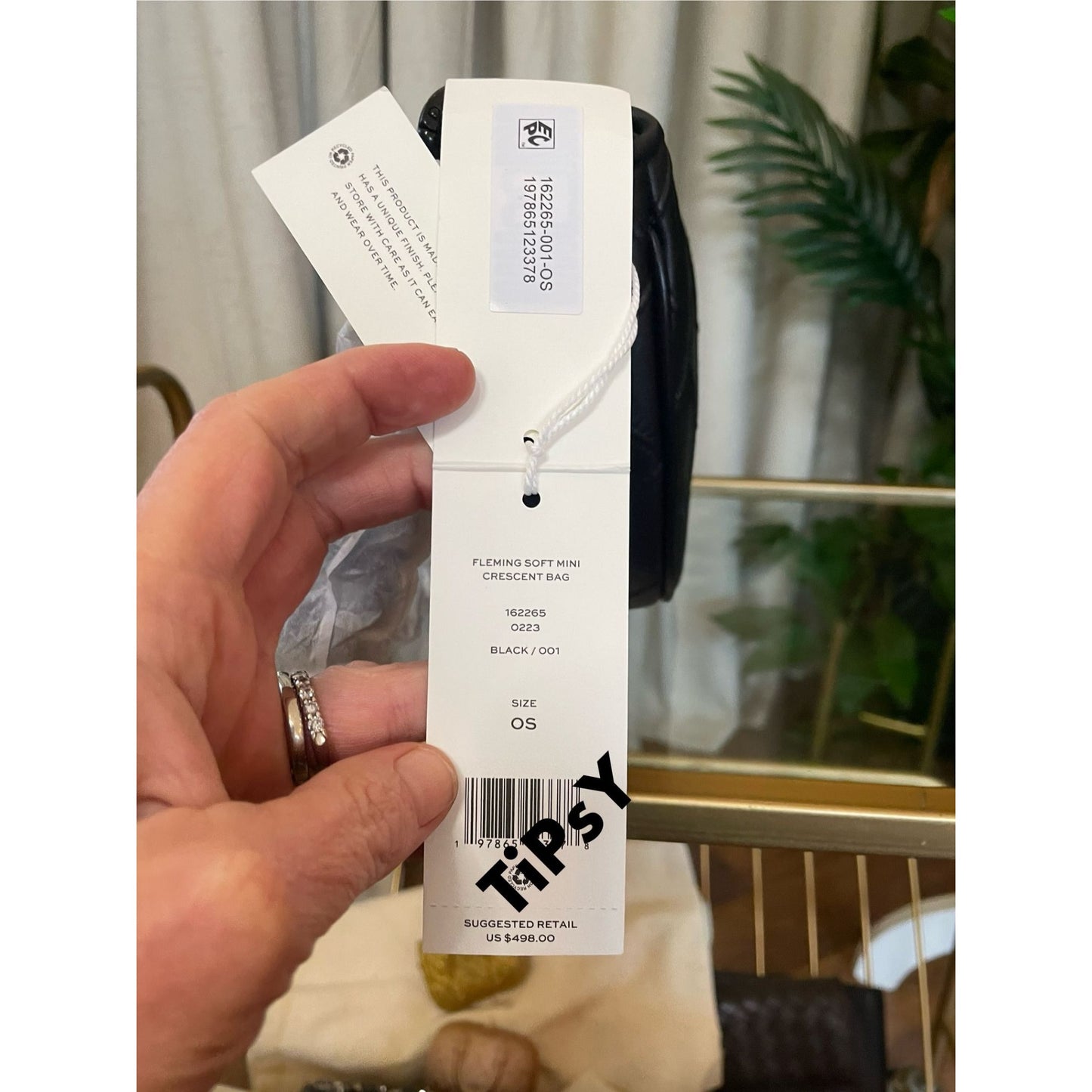 ✺ NWT!  Authentic Tory Burch Black Leather Cresent Fleming Handbag