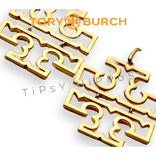 Tory Burch Gold Logo Drop Earrings